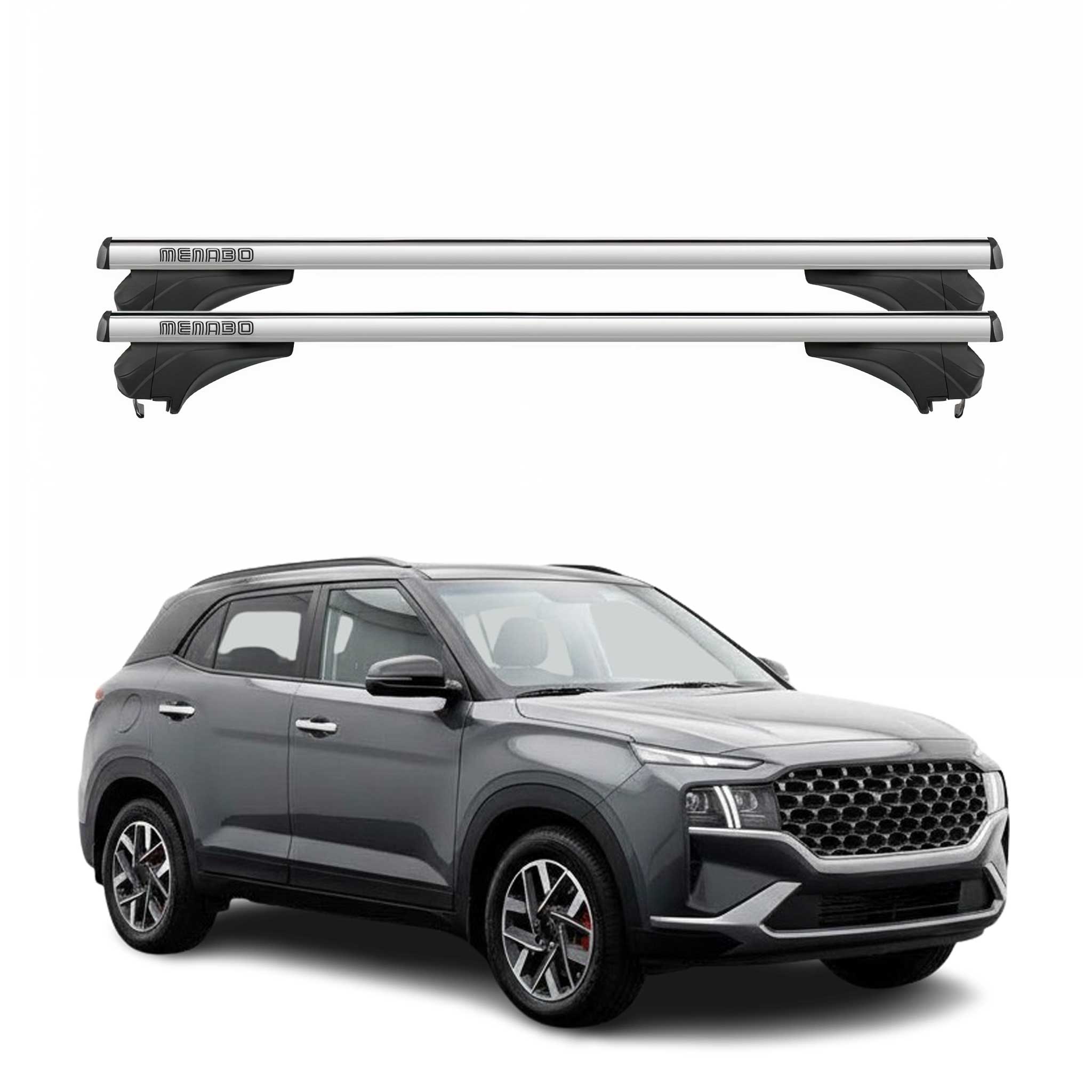 Menabo Dachträger Grundtäger für Hyundai iX25 / Creta 2020-2026 Alu Silber 2 tlg