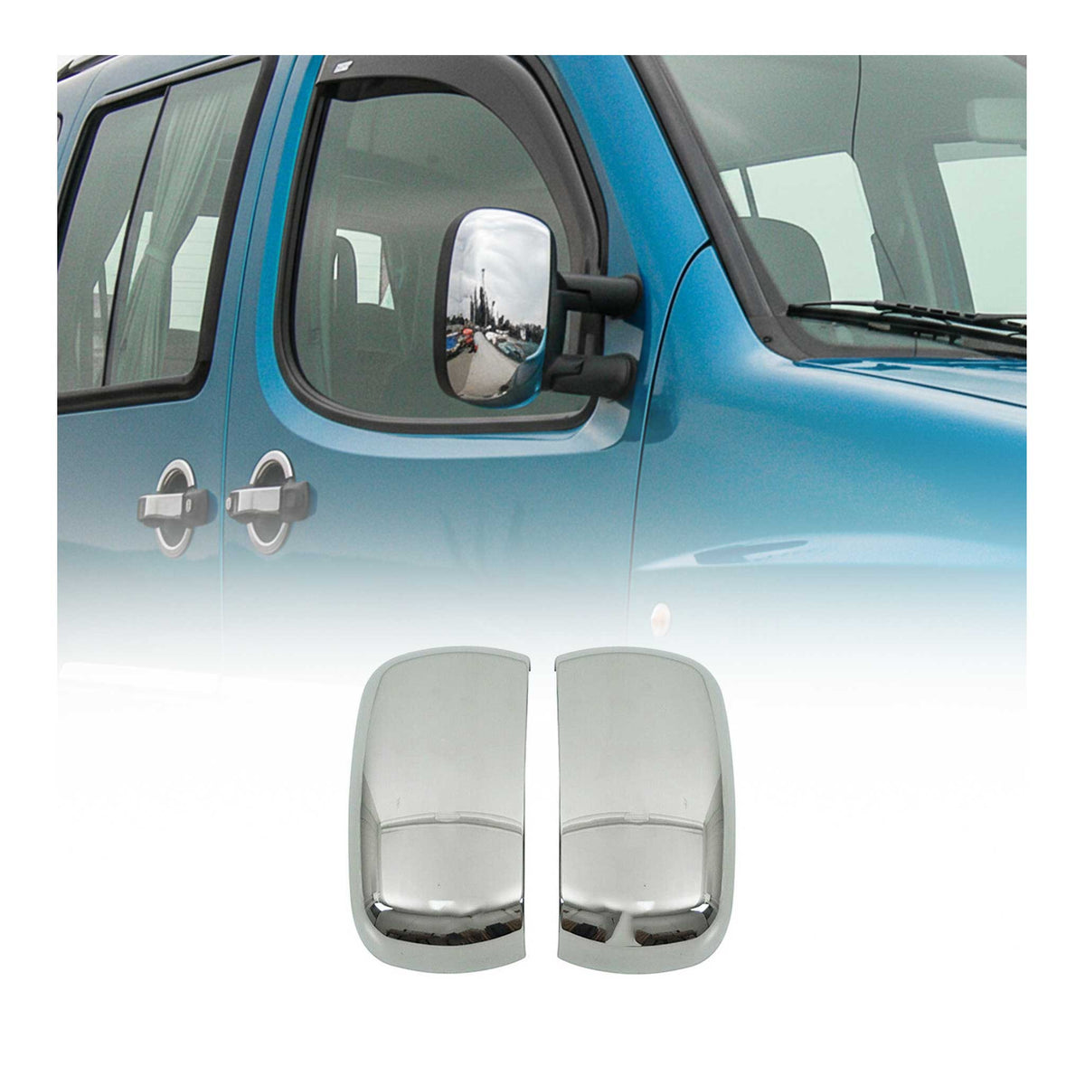 Spiegelkappen Spiegelabdeckung für Fiat Doblo 2000-2010 Chrom ABS Silber 2tlg
