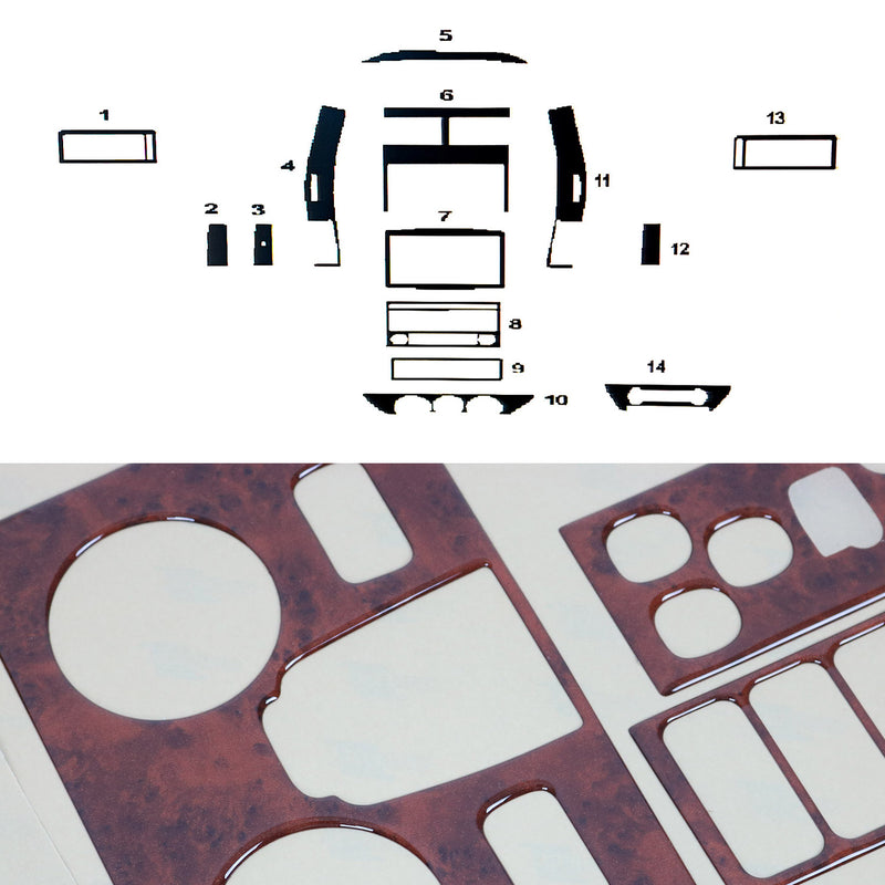 Innenraum Dekor Cockpit für VW Polo 2001-2009 Wurzelholz Optik 14tlg