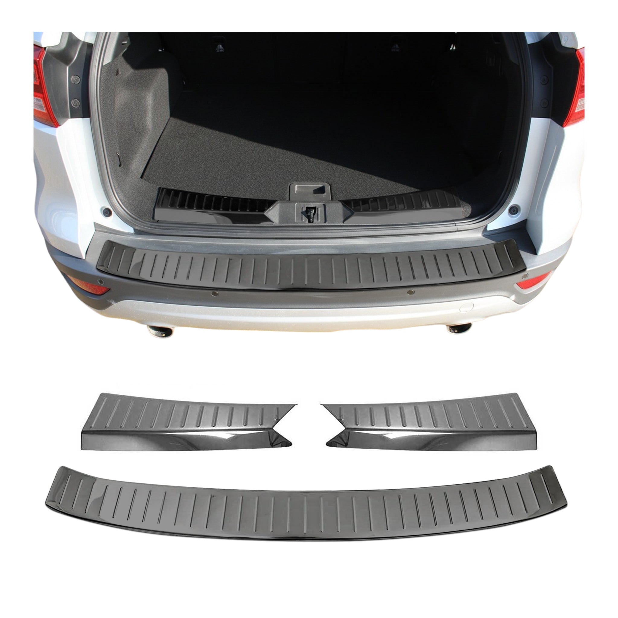 Ladekantenschutz & Stoßstange Satz für Ford Kuga 2012-17 Pre-FL Edelstahl Dunkel