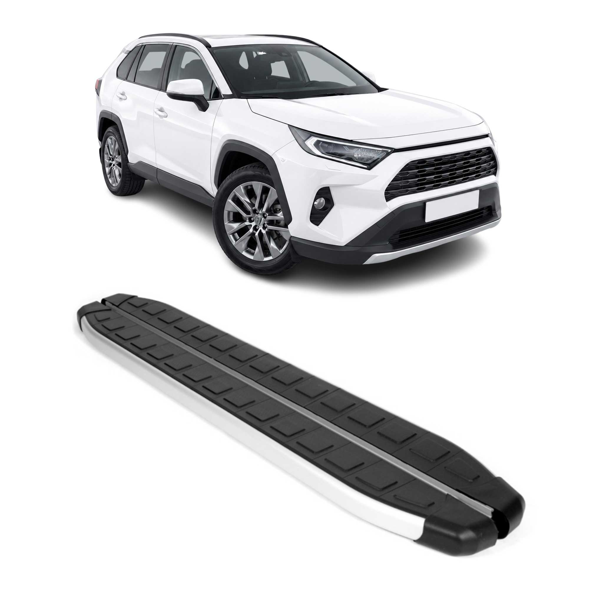 Seitenbretter Trittbretter für Toyota RAV4 V Hybrid 2019-2025 Alu Schwarz