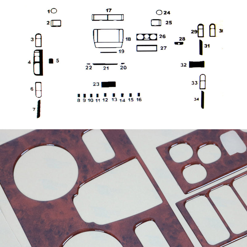 Innenraum Dekor Cockpit für VW Passat 3B B5.5 2000-2004 Wurzelholz Optik 33tlg