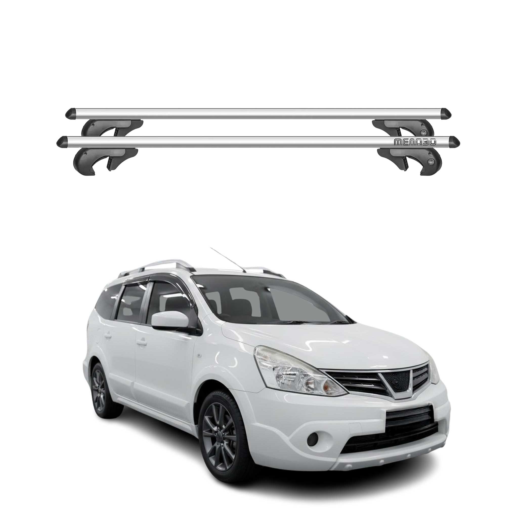 Menabo Dachträger Grundtäger für Nissan Grand Livinia 2013-2019 90kg Alu Grau 2x