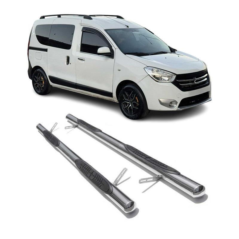 Edelstahl Trittbretter Schwellerrohre für Dacia Dokker 2012-2021 Silber