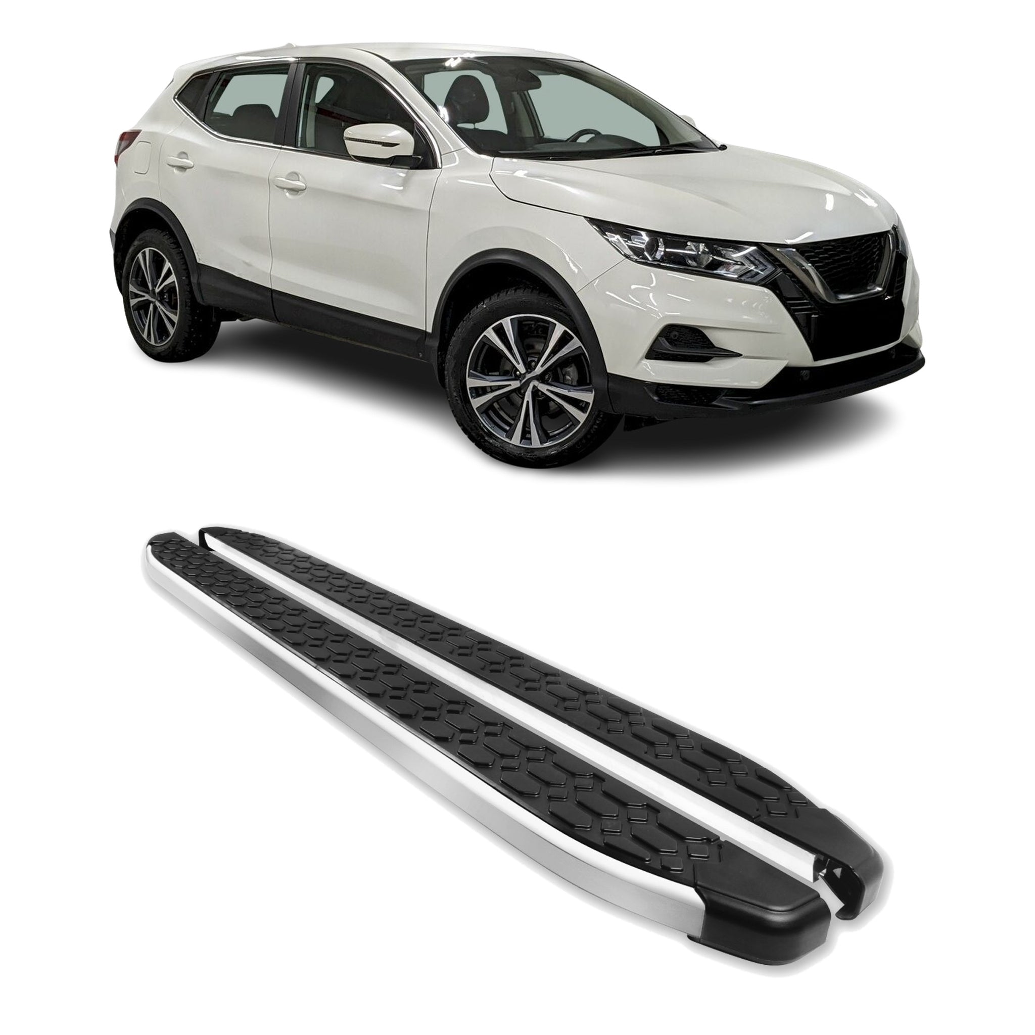 Alu Trittbretter für Nissan Qashqai J11 2013-2021 Schwarz Silber 2tlg