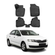 OMAC Gummimatten Fußmatten für Skoda Rapid 2012-2019 TPE Automatten Schwarz 4x