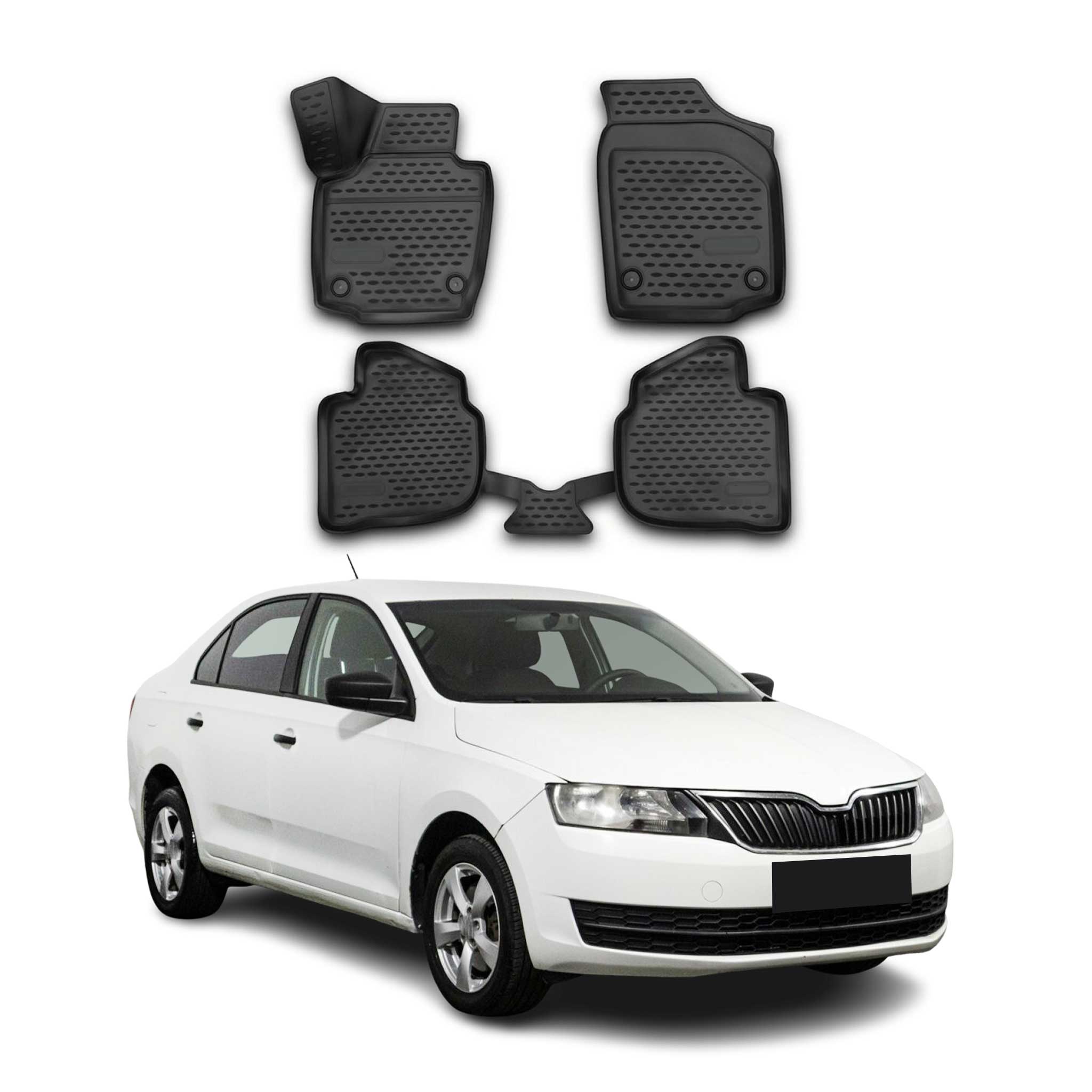 OMAC Gummimatten Fußmatten für Skoda Rapid 2012-2019 TPE Automatten Schwarz 4x