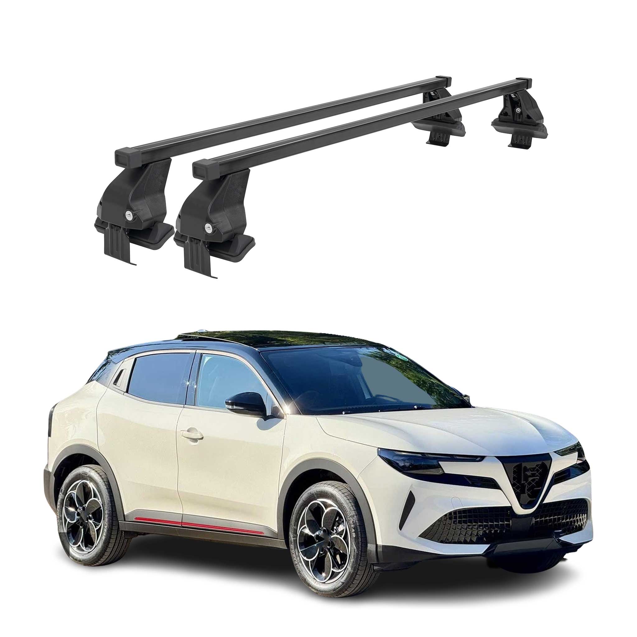 Menabo Dachträger Grundträger für Alfa Romeo Junior 2024-2026 Stahl Schwarz 2tlg