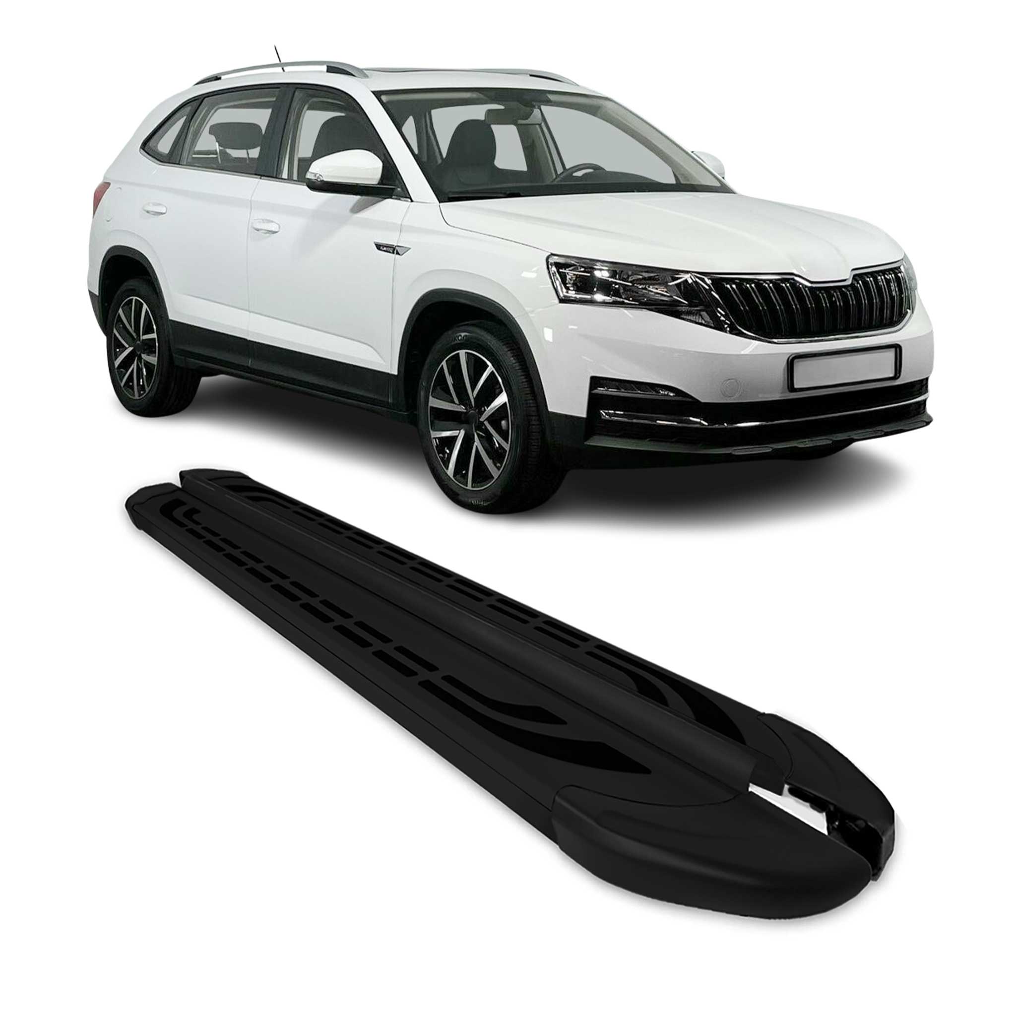 Trittbretter Seitenschweller für Skoda Kamiq 2019-2026 Schwarz Aluminium 2 tlg