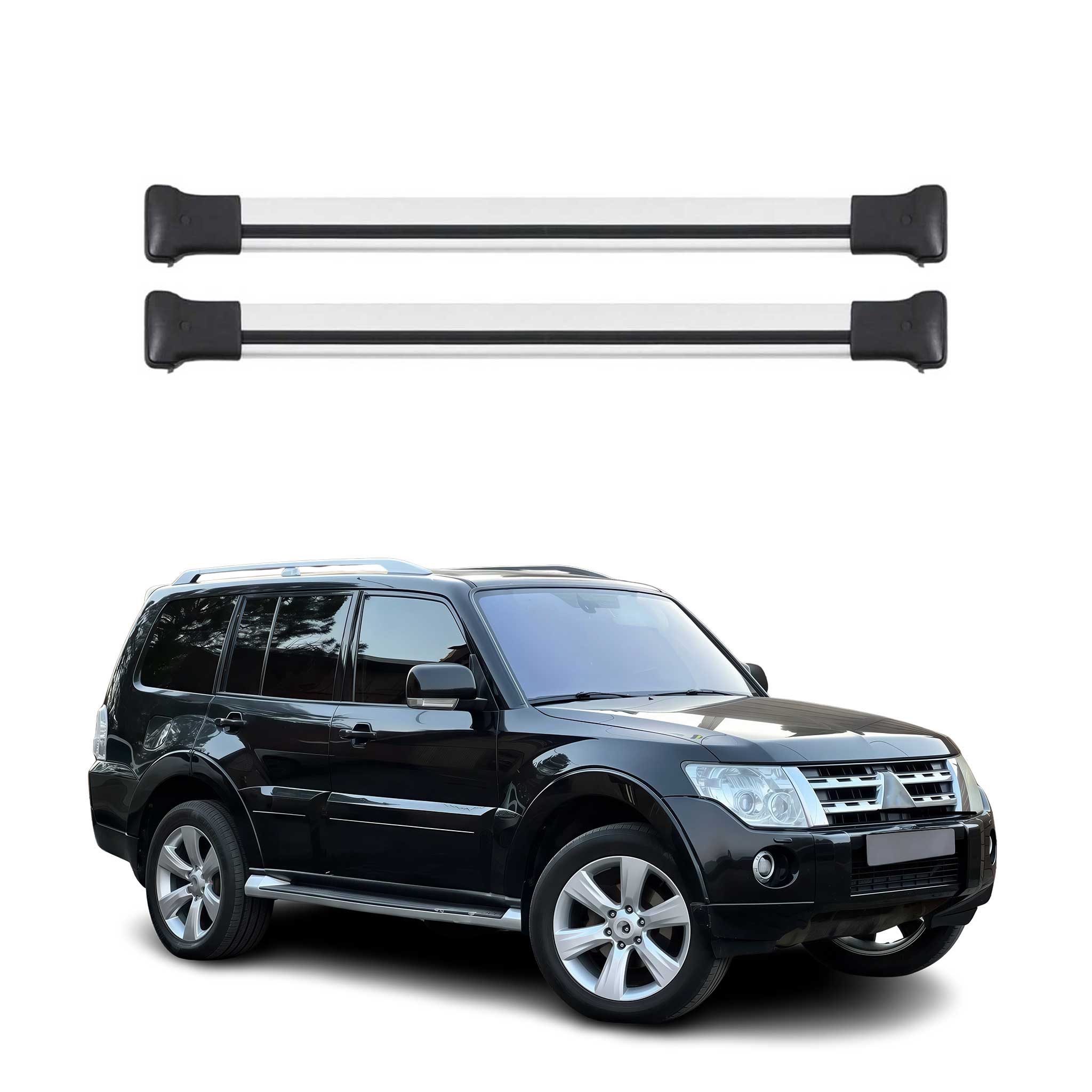 Dachträger Grundtäger für Mitsubishi Pajero III IV 1998-2021 75kg Alu Silber 2x