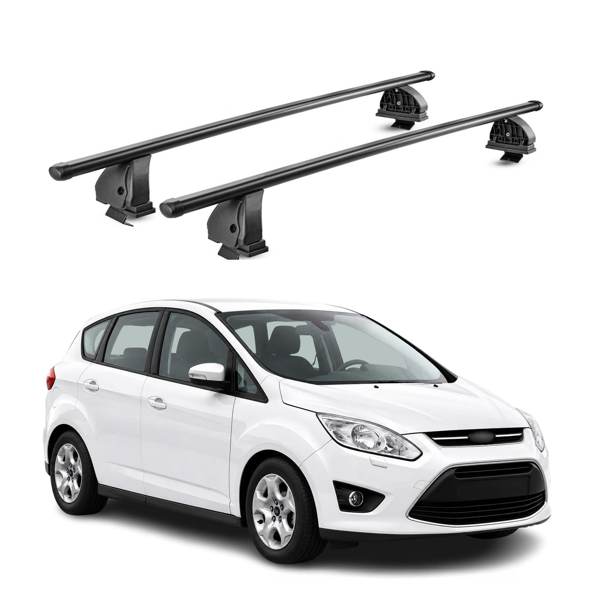 Stahl Dachträger für Ford C-Max II 2010-2019 TÜV Abschließbar 2tlg Schwarz