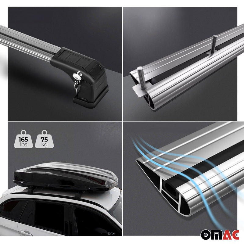 Dachträger Grundtäger für Ford Tourneo Courier 2014-2023 75kg Alu Silber 2tlg