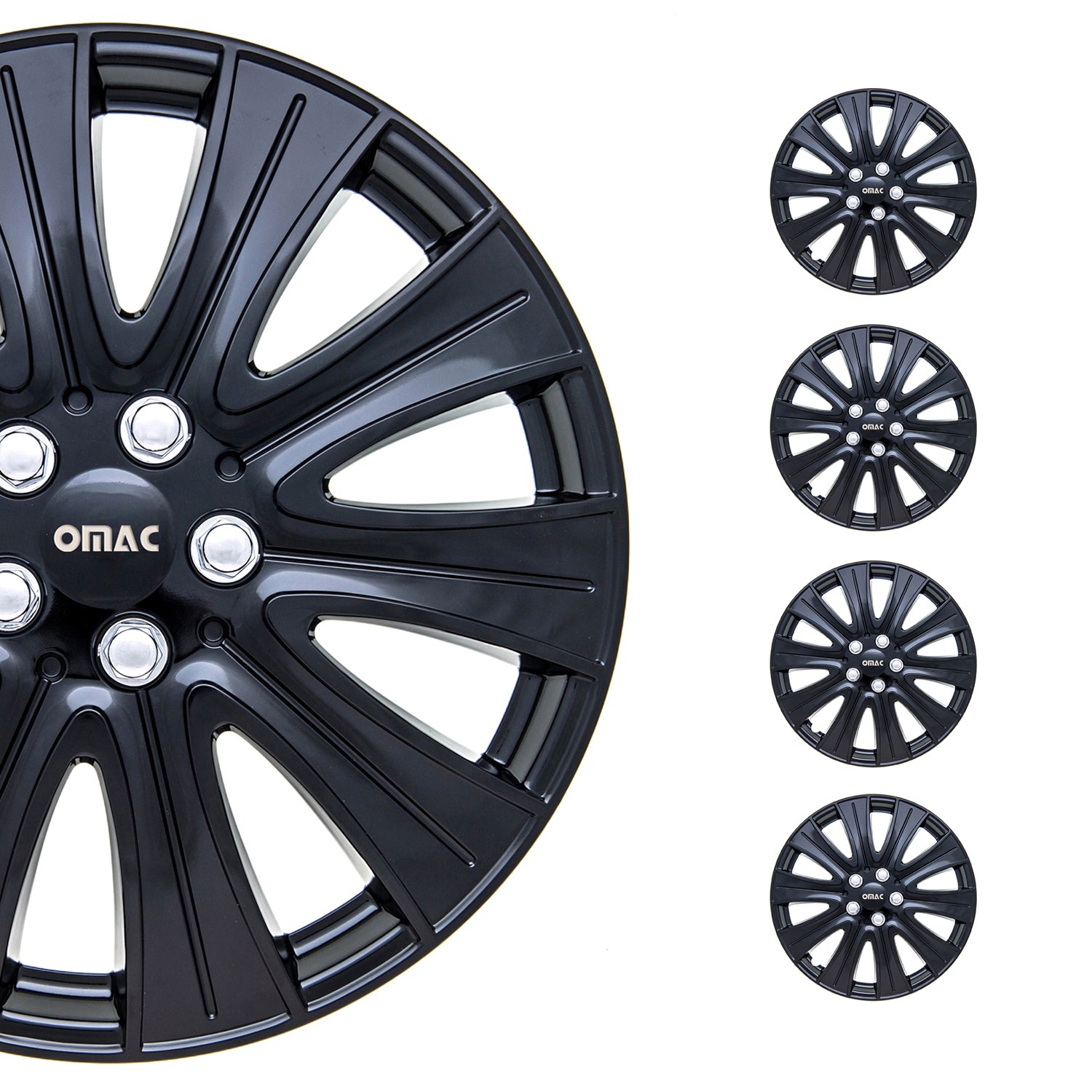 15 Zoll Radkappen Universal Radzierblenden Glanz Schwarz ABS 4 Stück Radblenden