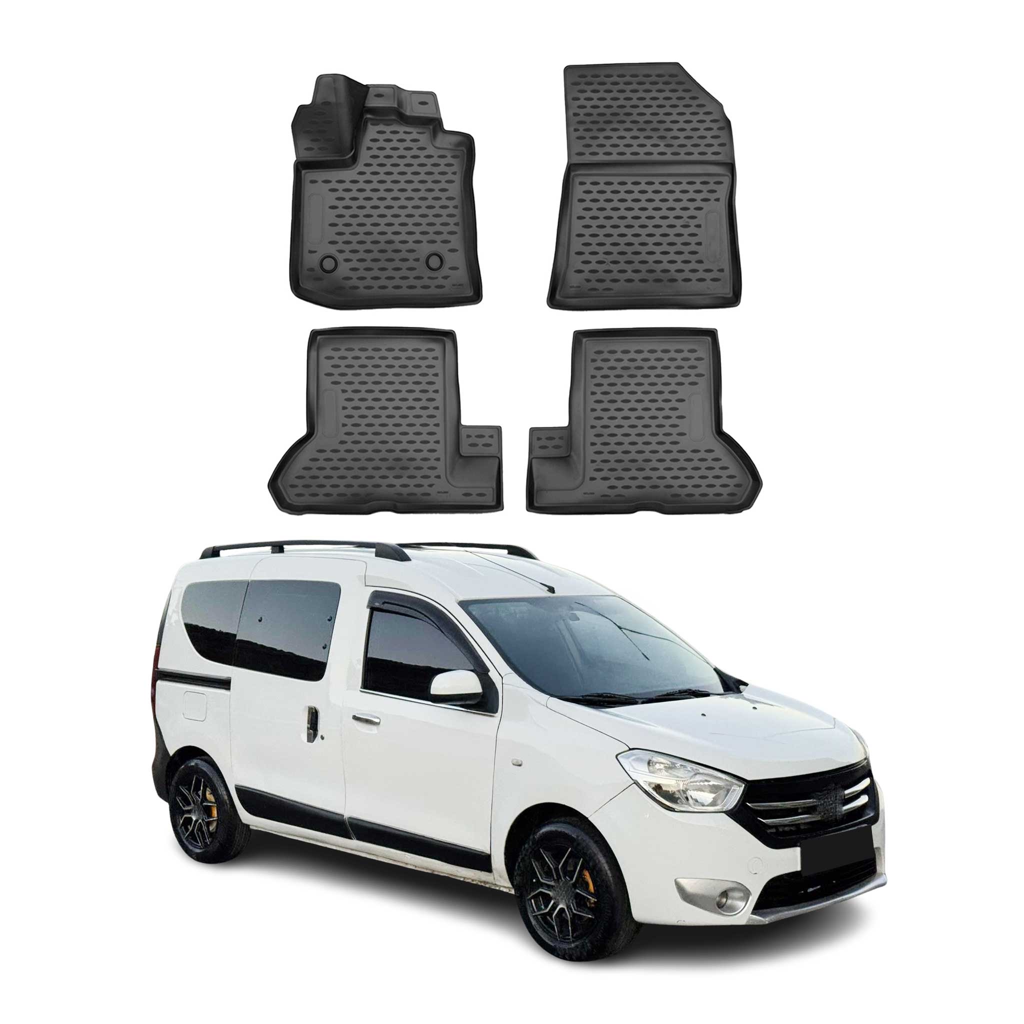 OMAC Gummimatten Fußmatten für Dacia Dokker 2012-2021 TPE Automatten Schwarz 4x