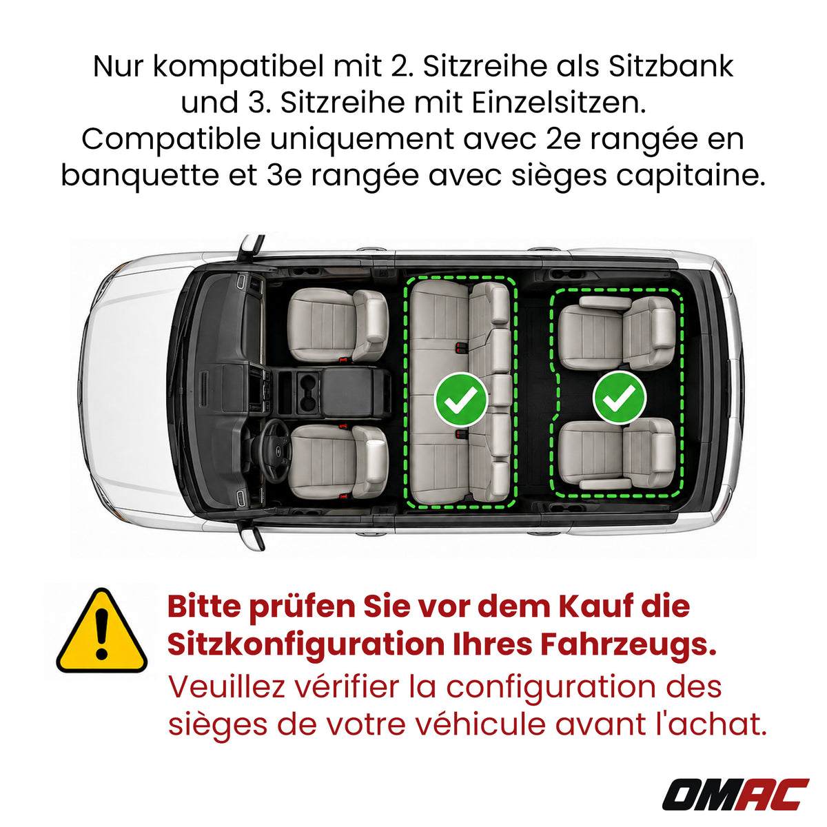 OMAC Gummimatten Fußmatten für VW T6.1 Multivan 2019-2024 TPE Automatten Schwarz