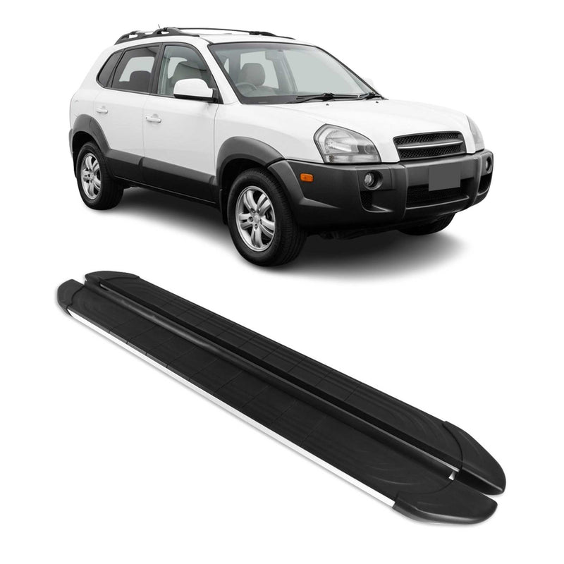 Trittbretter Seitenschweller für Hyundai Tucson 2004-2009 Aluminium Schwarz Grau