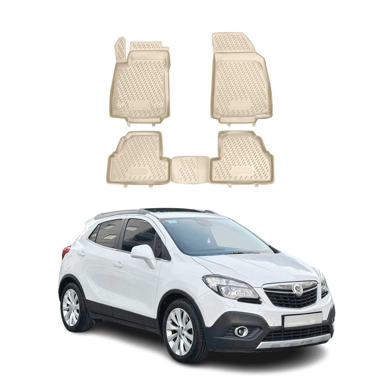 OMAC Gummimatten Fußmatten für Opel Mokka 2012-2019 TPE Automatten Beige 4x