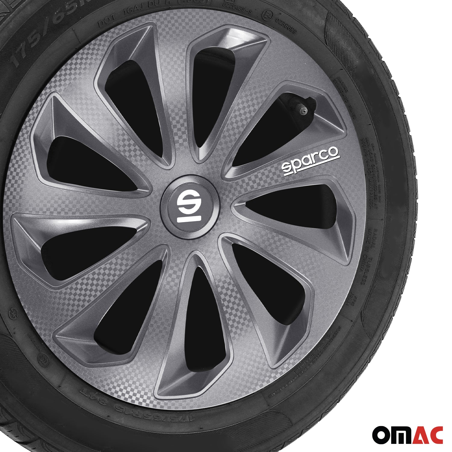Radkappen Radzierblenden Sparco Sicilia 16" Zoll Abdeckung Set Grau Carbon 4x