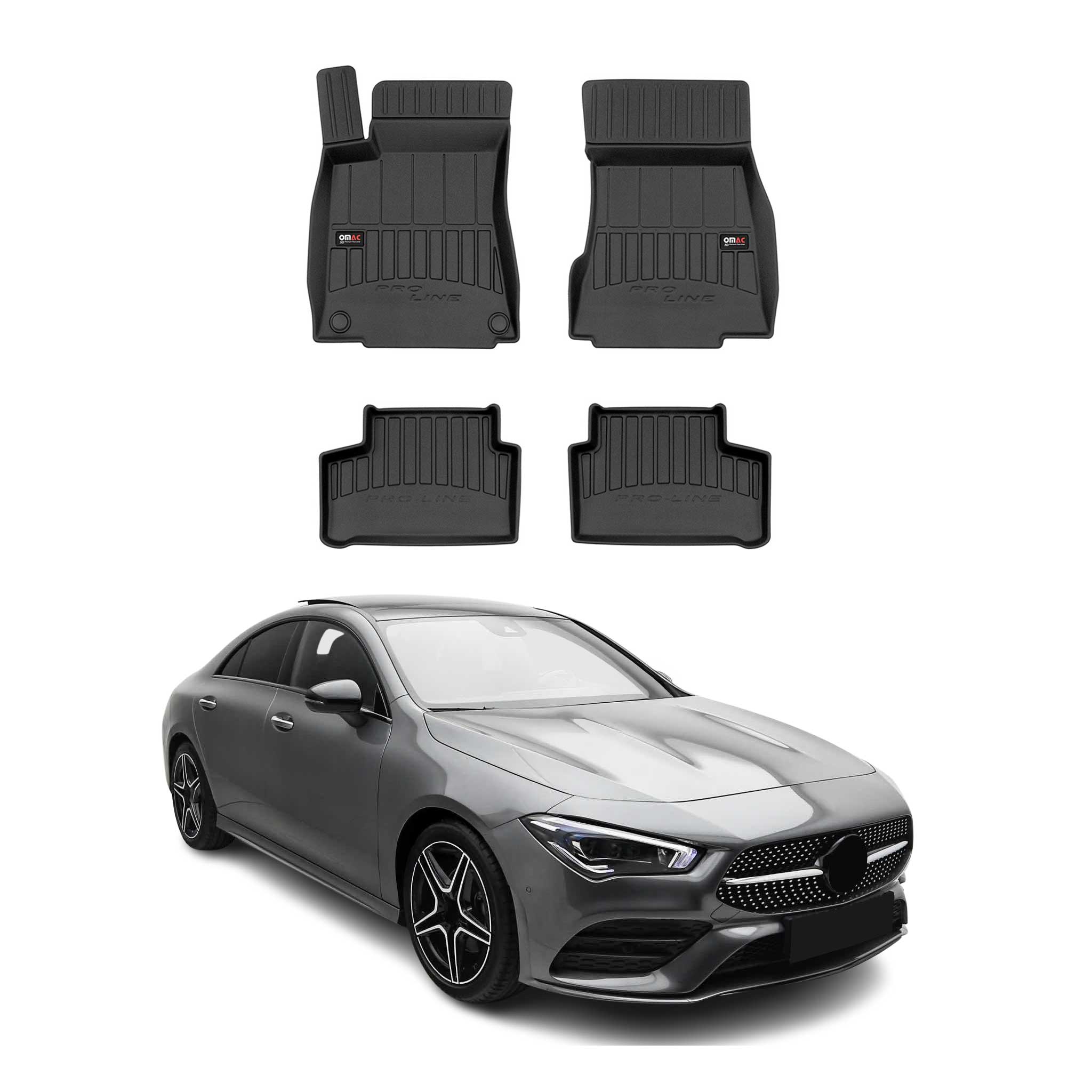 OMAC Gummi Fußmatten für Mercedes CLA C118 2019-2026 Premium Gummi Schwarz 4tlg