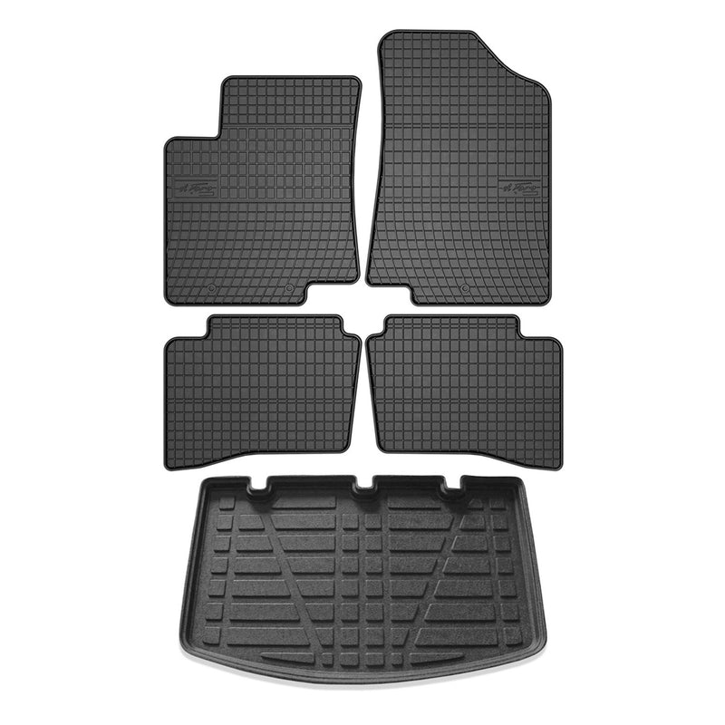 Fußmatten & Kofferraumwanne Set für Kia Rio Schrägheck 2011-2017 Gummi 5x