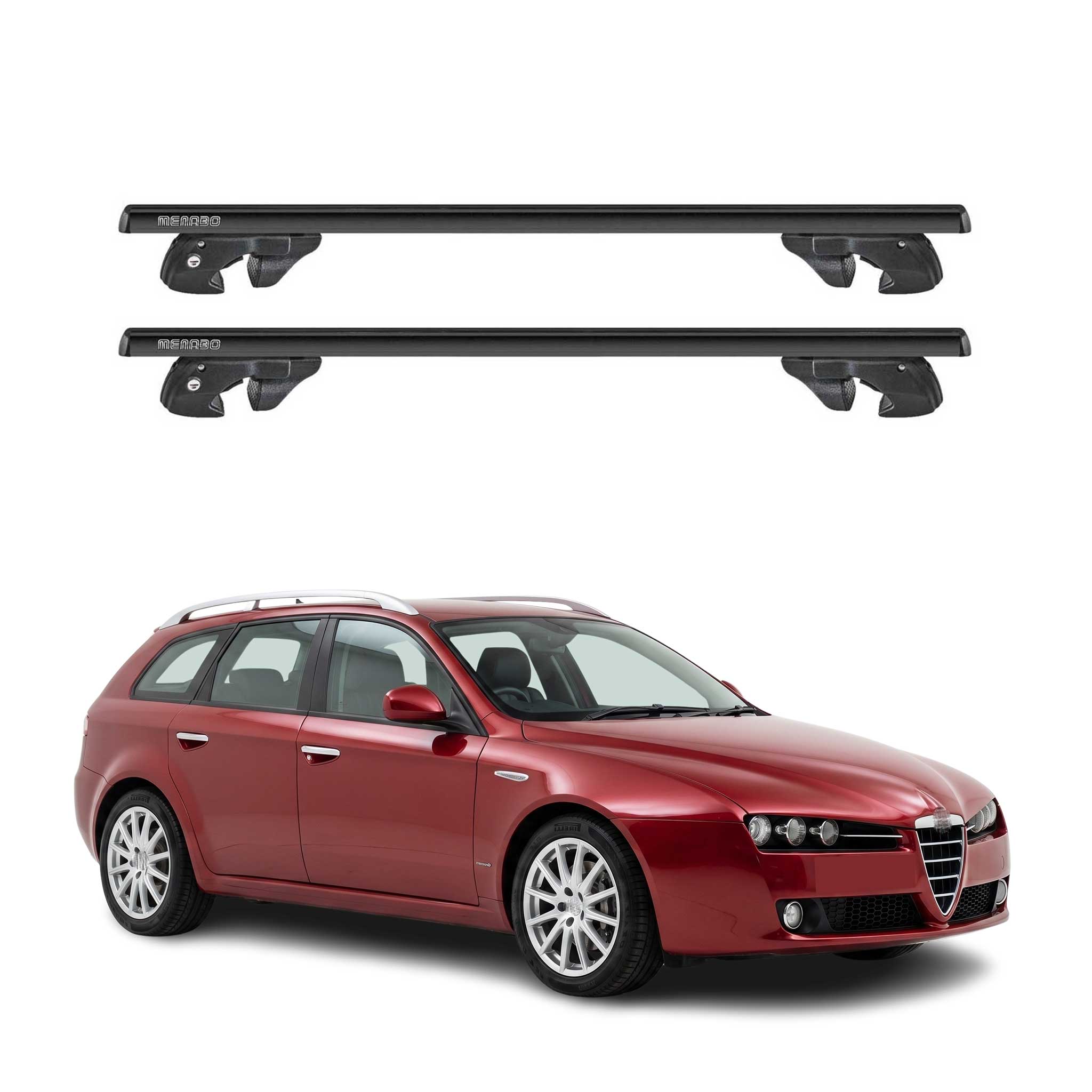 Dachträger Grundtäger für Alfa Romeo 159 Sportwagon 2005-2012 Alu TÜV Schwarz 2x