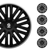 Radkappen Radzierblenden Sparco Bergamo 16" Zoll Abdeckung Set Schwarz Grau 4x