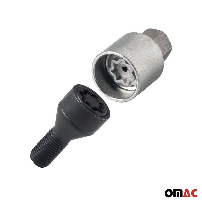 Radschloss Radschrauben Satz für Fiat 600 ab 2023 Felgenschloss Schwarz M12X1.25