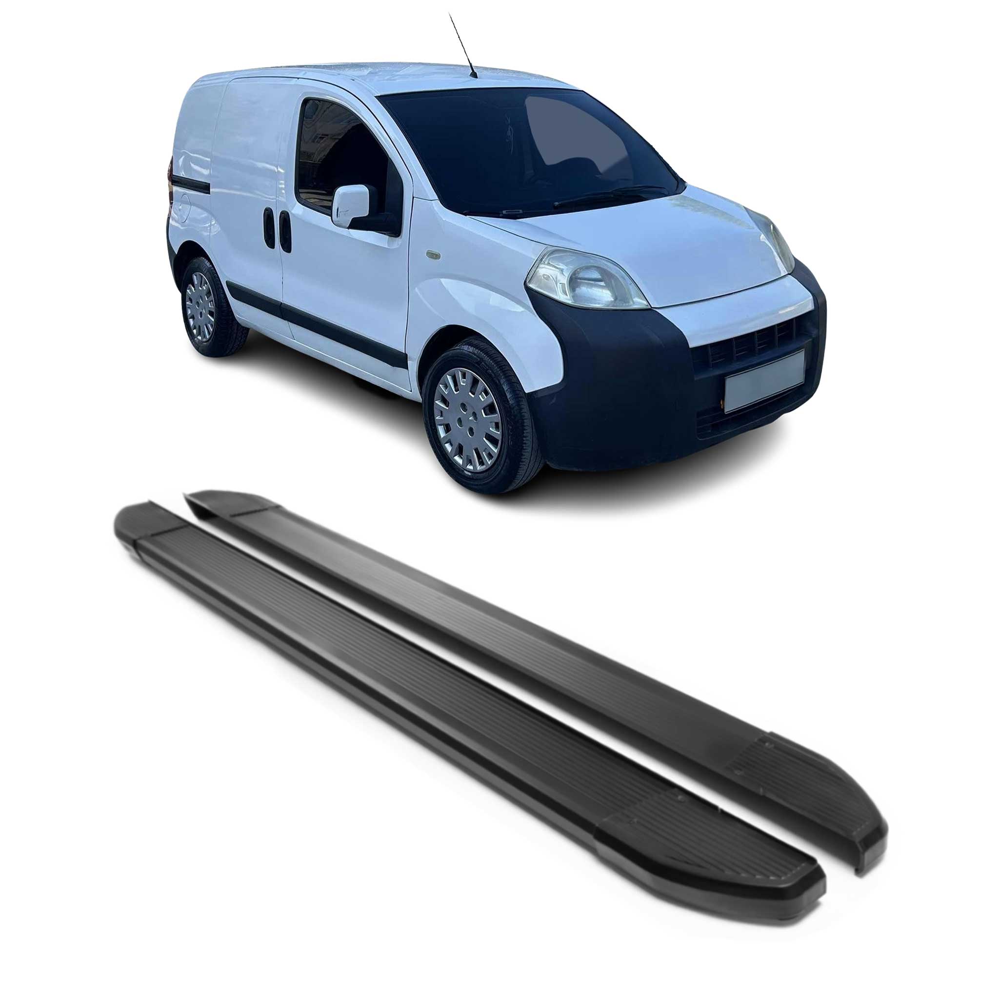 Alu Seitenschweller Trittbretter für Peugeot Bipper 2007-2024 Schwarz 2tlg