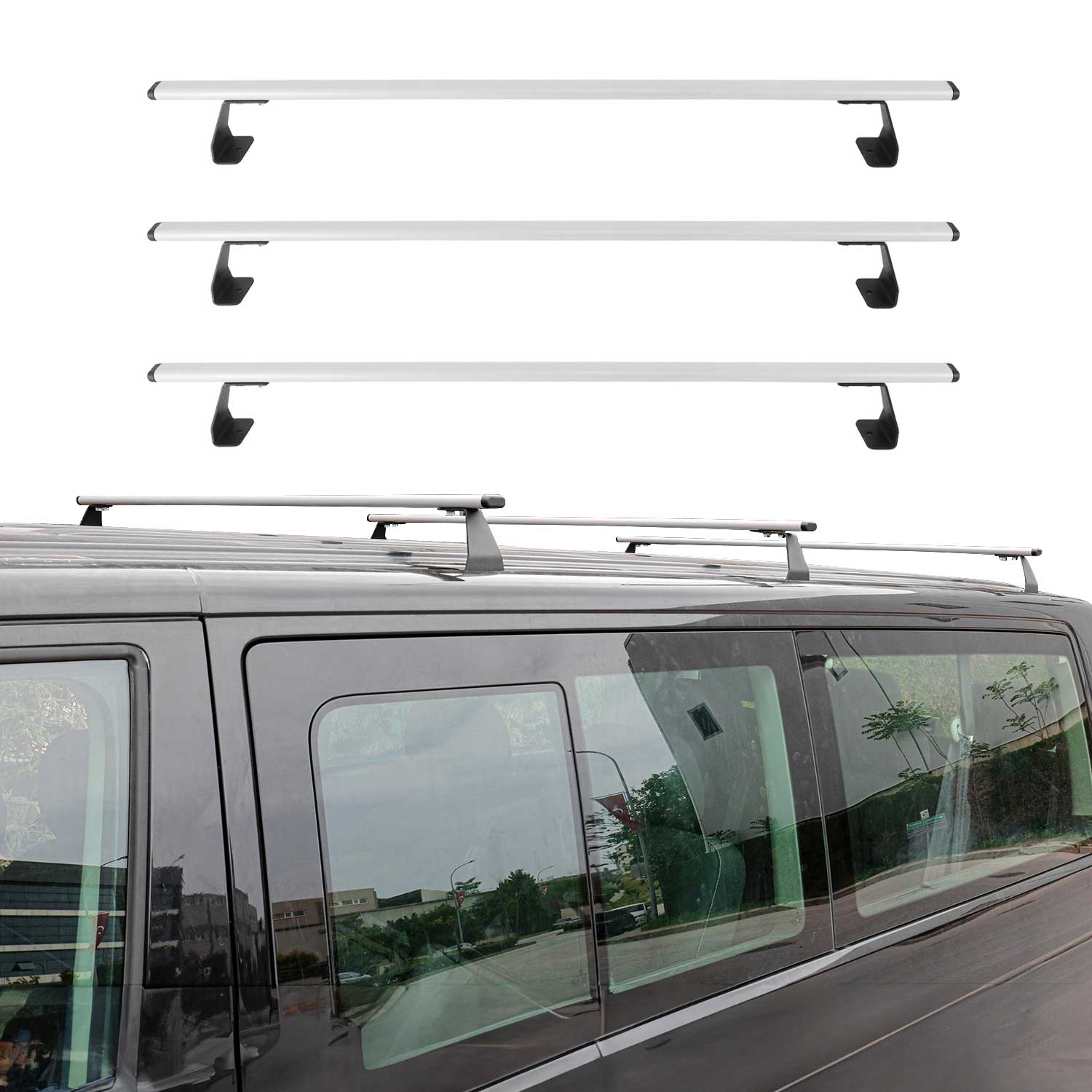 Dachträger Grundtäger für VW Transporter T7 2023-2026 75kg Stahl Silber 3 tlg