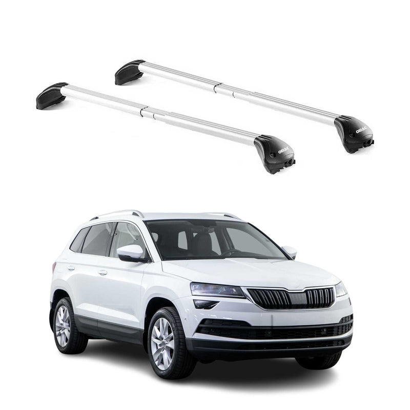 Dachträger Grundtäger für Skoda Karoq 2017-2025 100kg Aluminium Silber 2x ABE