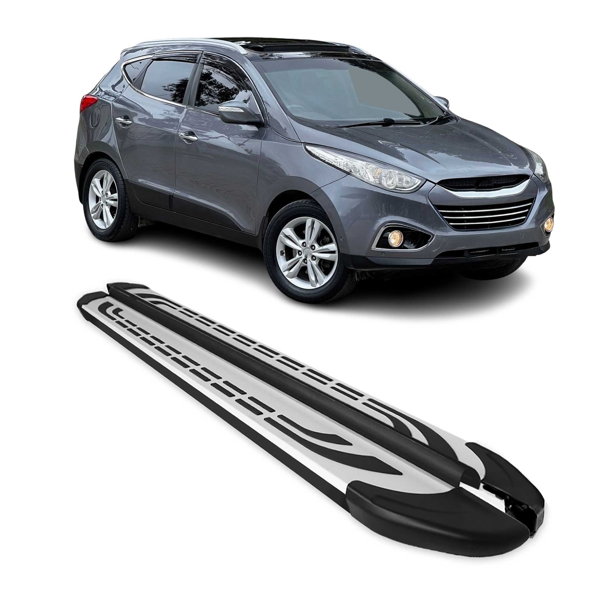 Trittbretter Seitenschweller Seitenbretter für Hyundai ix35 2009-16 Schwarz Alu