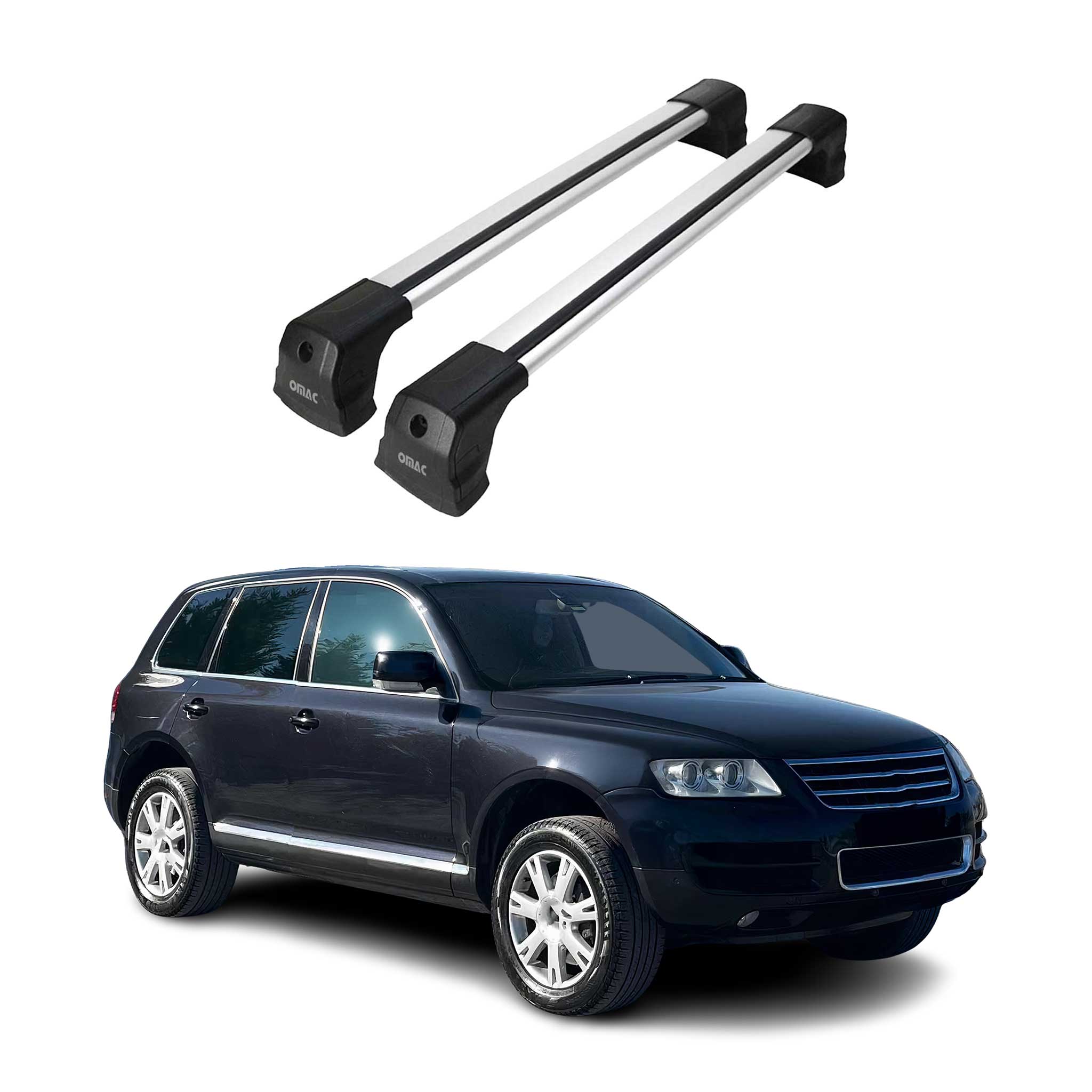 Dachträger Gepäckträger für VW Touareg 2002-2010 Grundträger Aluminium Grau 2x