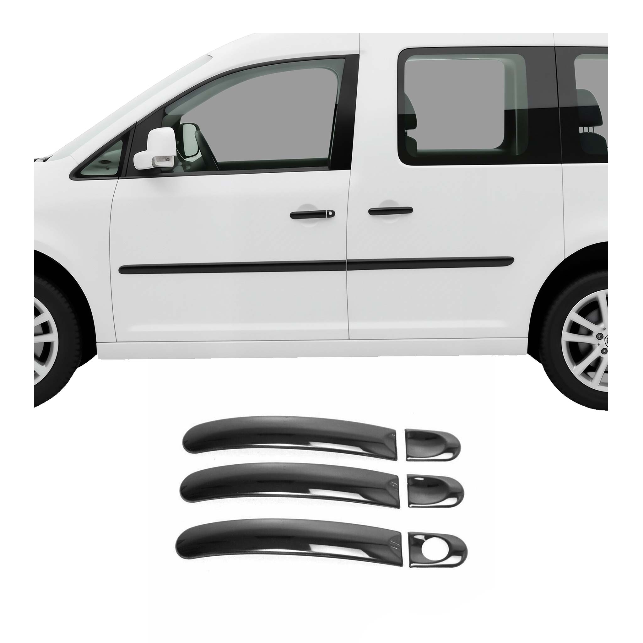 Türgriff Blende Türgriffkappen für VW T5 2003-2015 3-Tür Edelstahl Dunkel 6tlg
