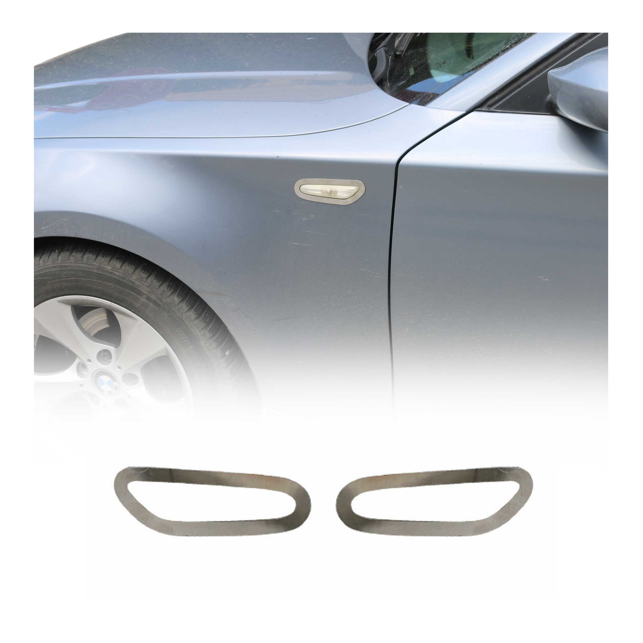 Blinkerrahmen Signalblende Seitenblinker für BMW 3er E91 2005-2013 Edelstahl 2x