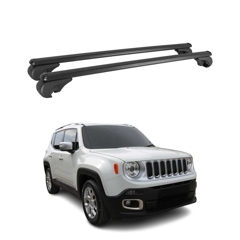 Dachträger Grundtäger für Jeep Renegade 2014-2025 75kg Aluminium Schwarz 2 tlg