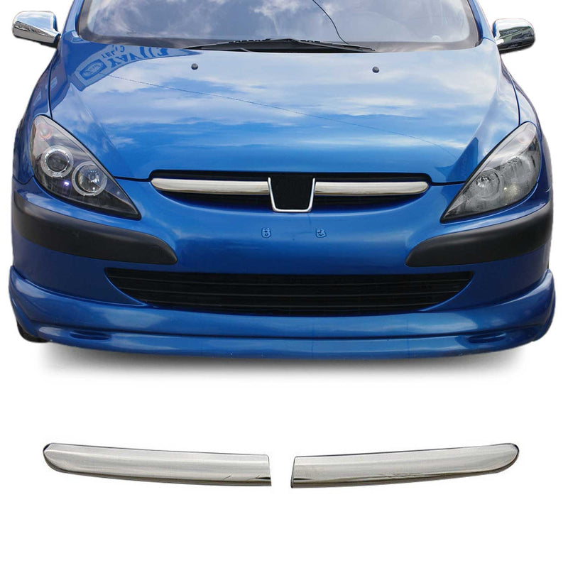 Kühlergrill Leisten Grillleisten für Peugeot 307 2001-2005 Edelstahl Silber 2tlg
