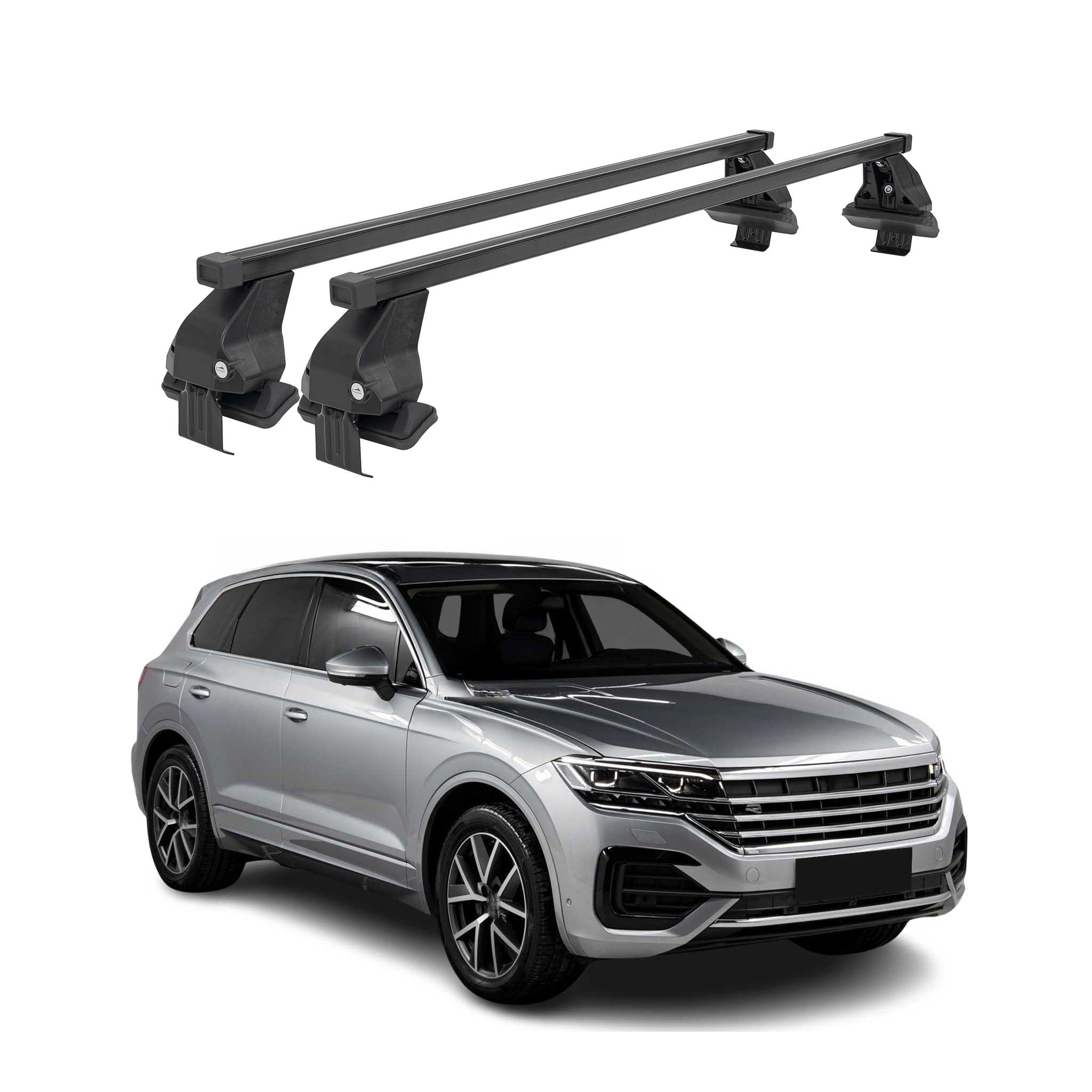 Menabo Dachträger Grundträger für VW Touareg III 2018-2026 Stahl Schwarz 2tlg