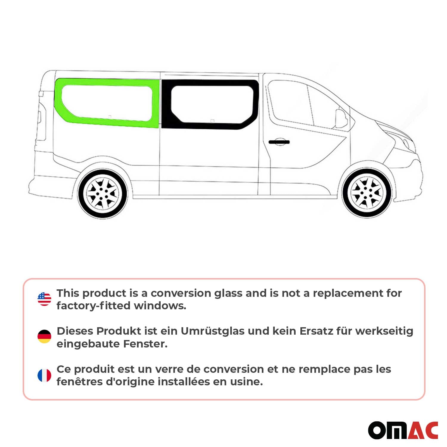 Seitenfenster Auto Fenster für Renault Trafic 2014-2024 Rechts Auto L2 Schwarz