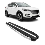 Alu Trittbretter Seitenschweller für Hyundai Tucson III 2016-2021 Schwarz Silber