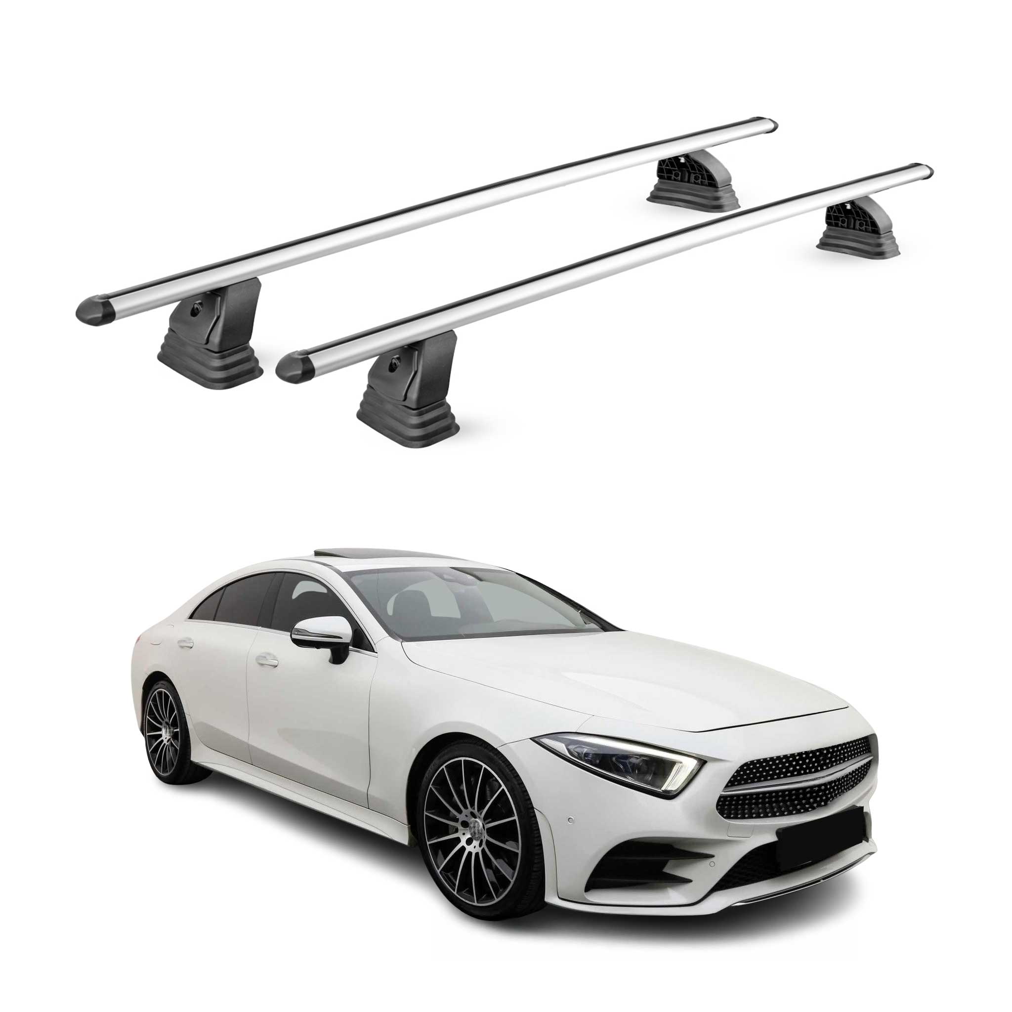 Alu Dachträger für Mercedes CLS C219 2004-2010 TÜV T-Nut 75 kg 2tlg Silber