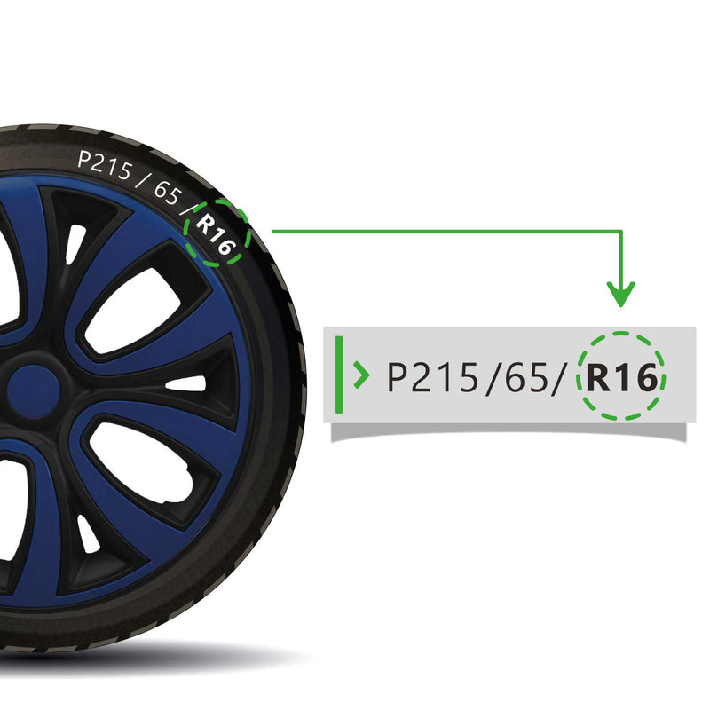 Radkappen 16 zoll Schwarz & Dunkel Blau 4tlg satz