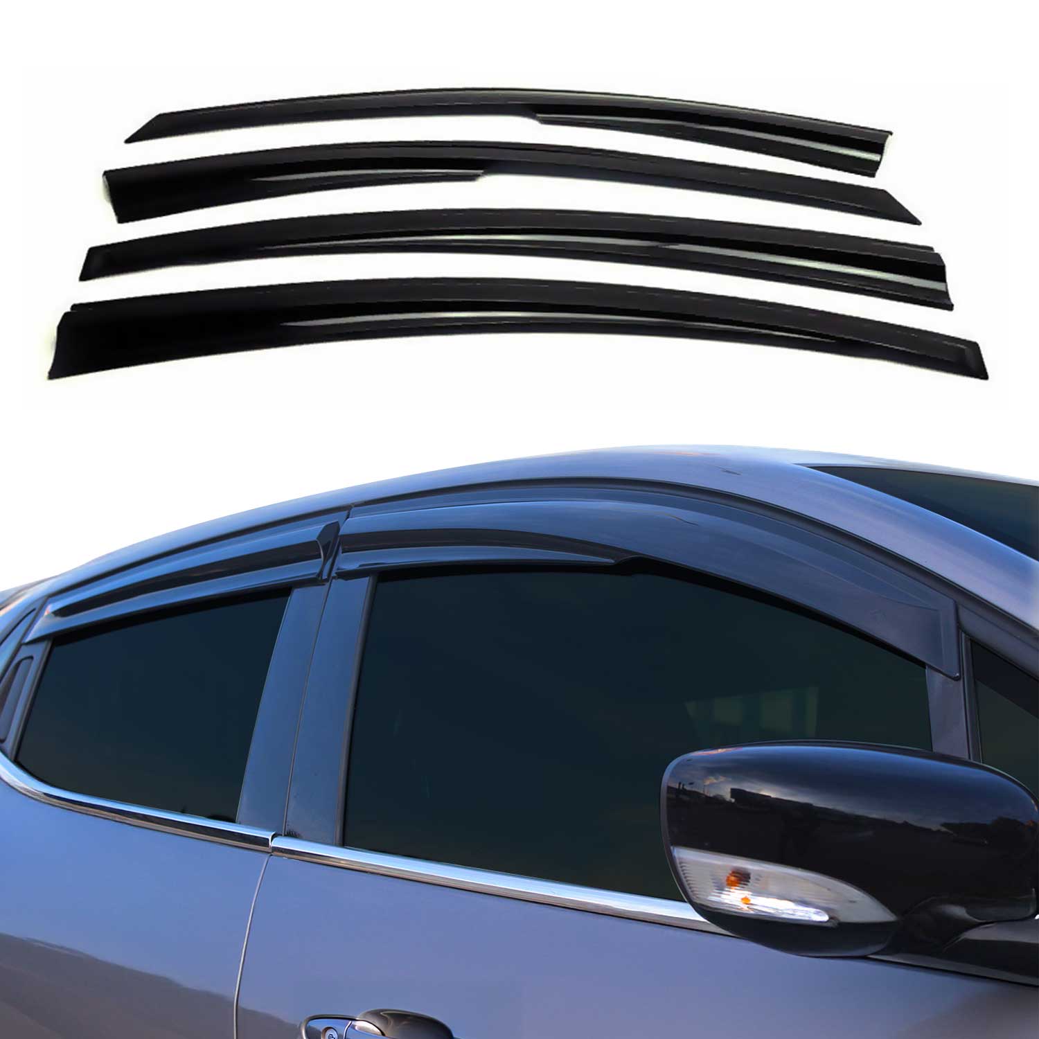 4x Windabweiser Regenabweiser für VW Passat B7 Stufenheck 2010-2015 Acryl Dunkel