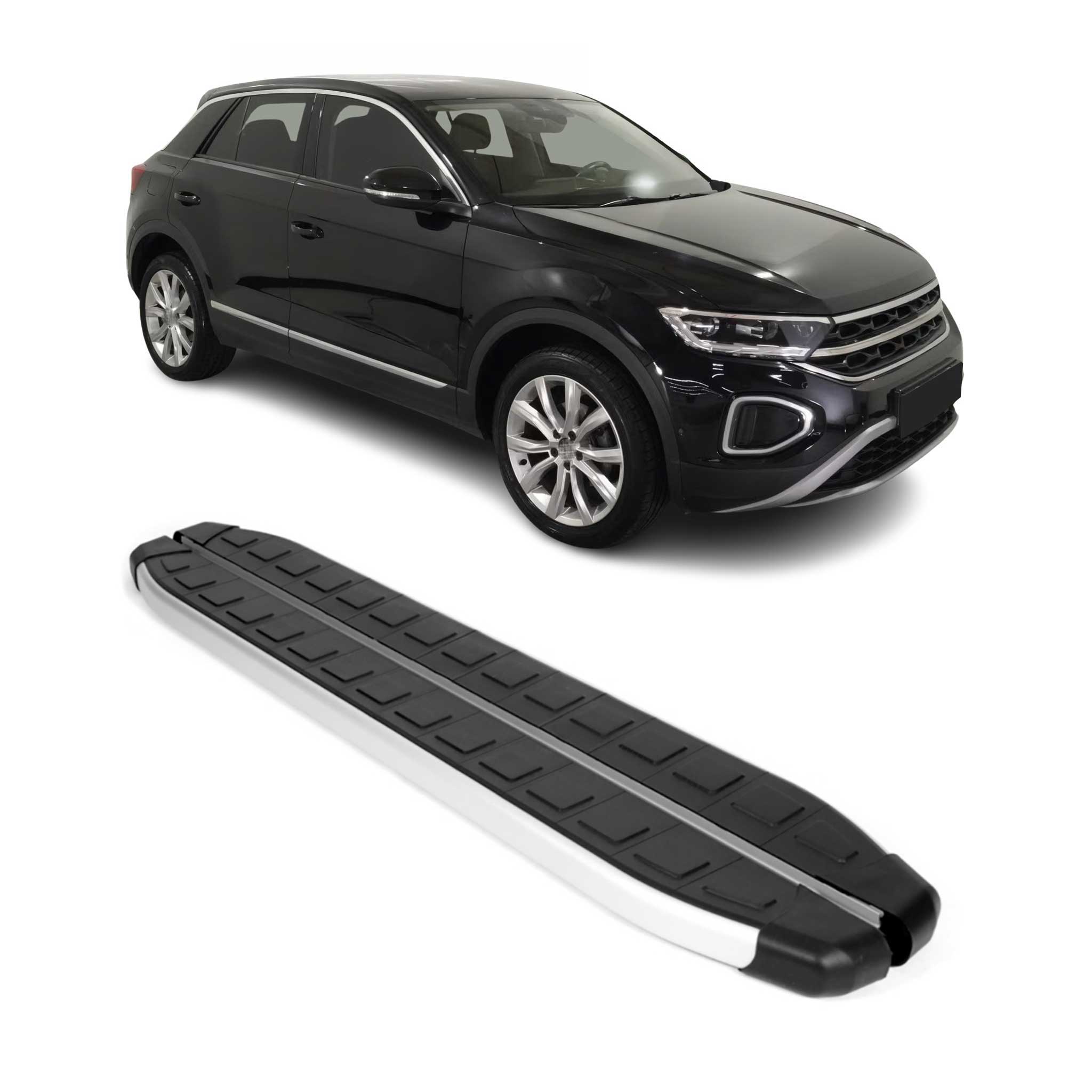 Trittbretter Schweller Seitenschweller für VW T-Roc 2017-2025 Silber Schwarz 2x