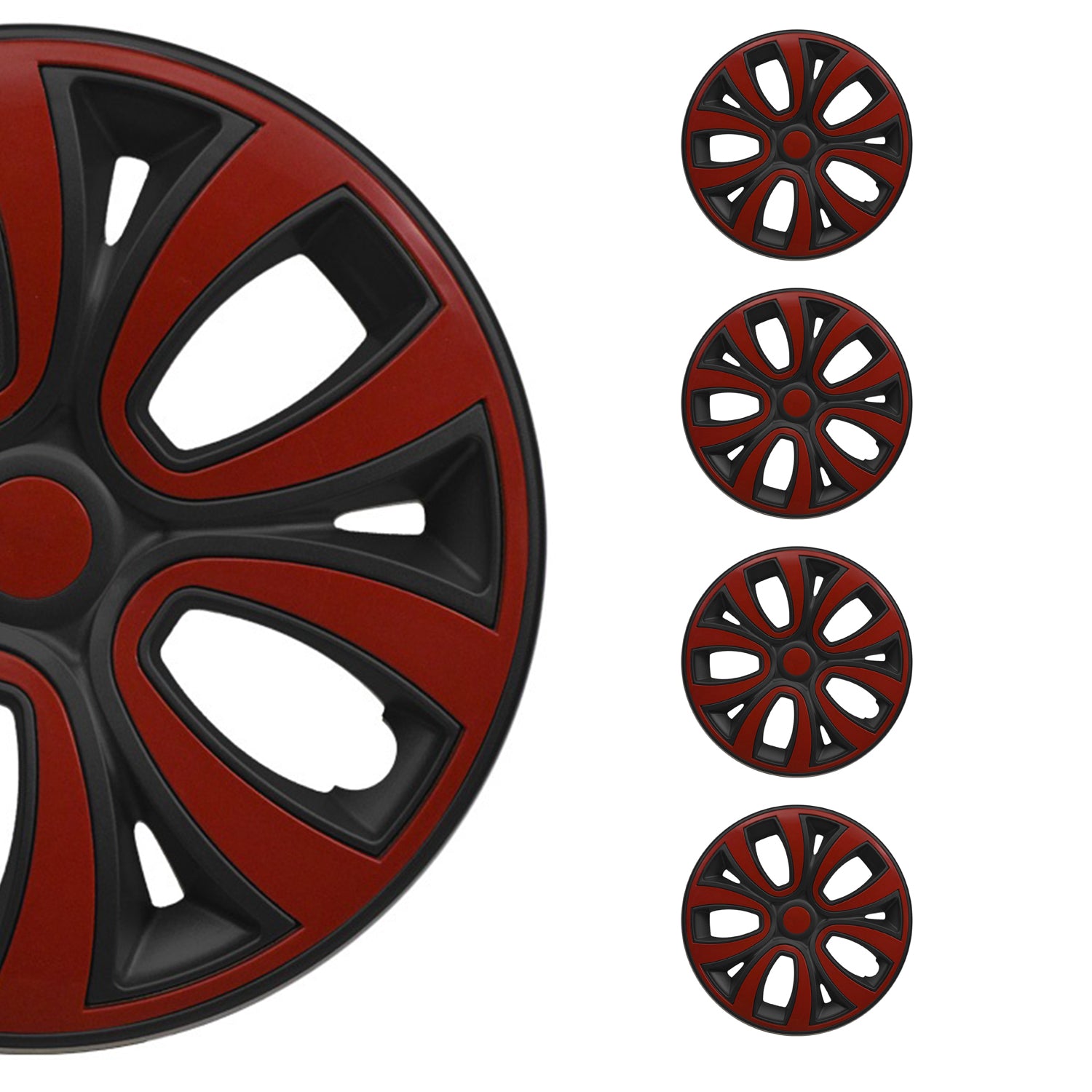 4x Radzierblenden Radblenden Radkappen für 14" Zoll Stahlfelgen Rot Schwarz