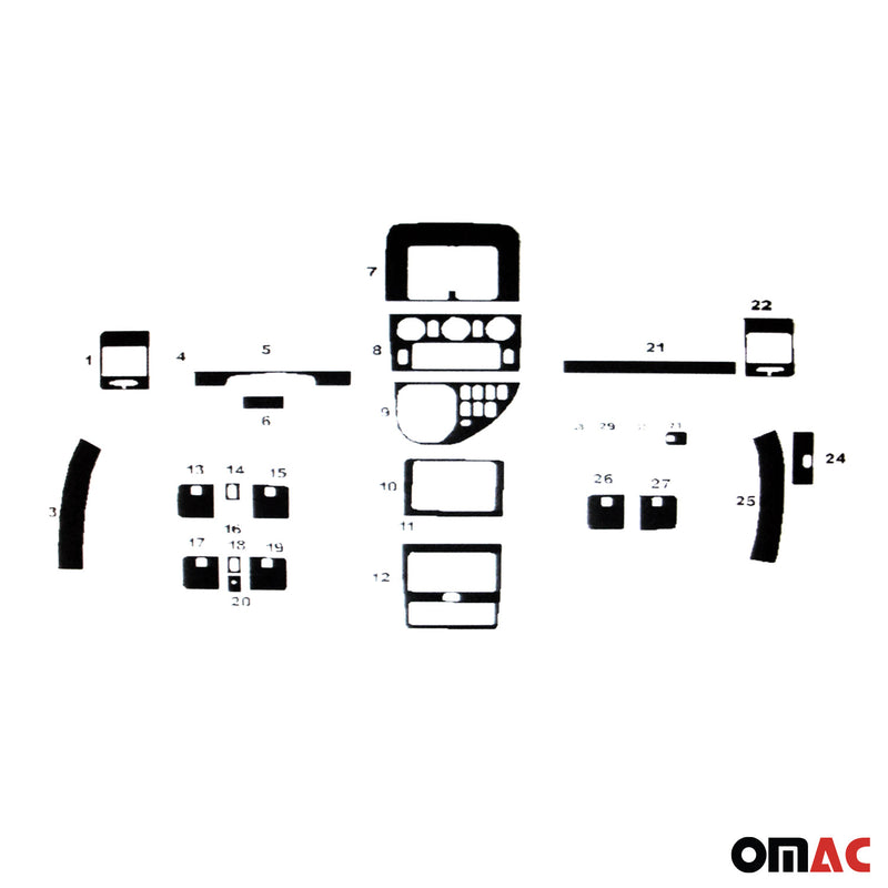 Innenraum Dekor Cockpit für Mercedes Vito 638 112CDI 1996-2003 Schwarz Optik 30x