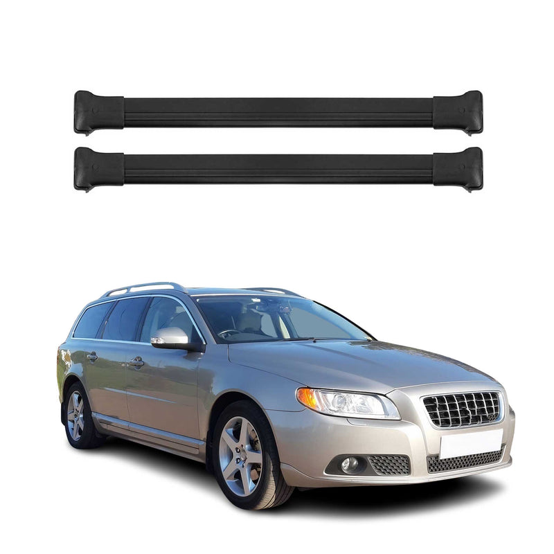 Dachträger Grundtäger für Volvo V70 2007-2016 75kg Aluminium Schwarz 2 tlg