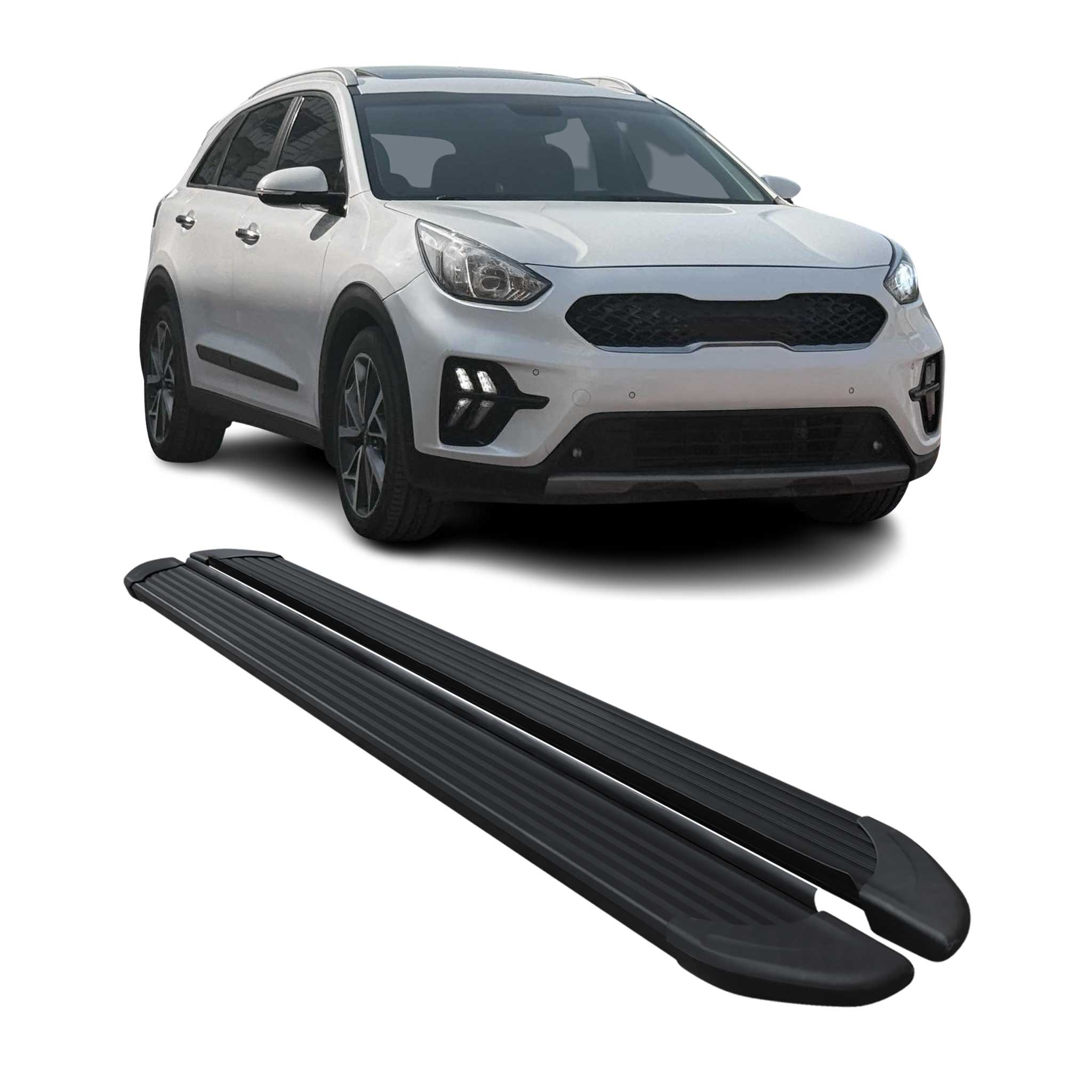 Seitenschweller Trittbretter Schweller für Kia Niro I 2017-22 Aluminium Schwarz