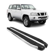 Alu Trittbretter Seitenschweller für Nissan Patrol VI 2010-2024 Schwarz Silber