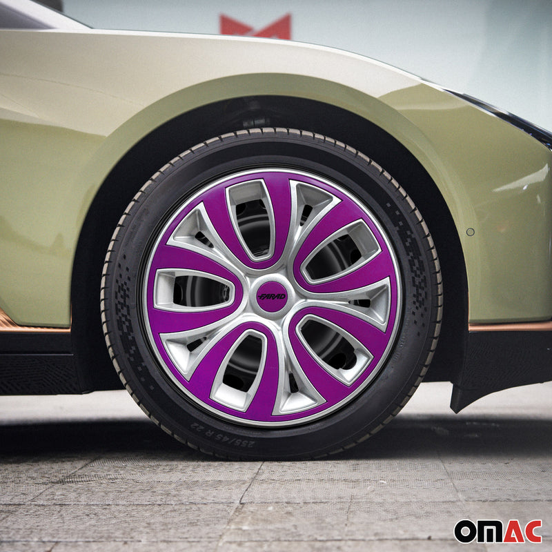 4x Radblenden Radkappen Radzierblenden für 15" Zoll Stahlfelgen Silber Lila