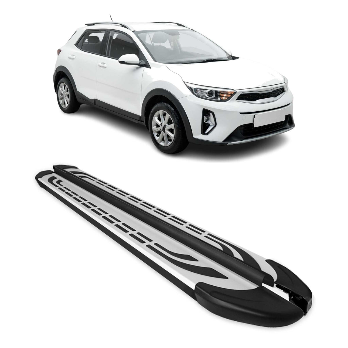 Trittbretter Seitenschweller Seitenbretter für Kia Stonic 2017-2026 Schwarz Alu